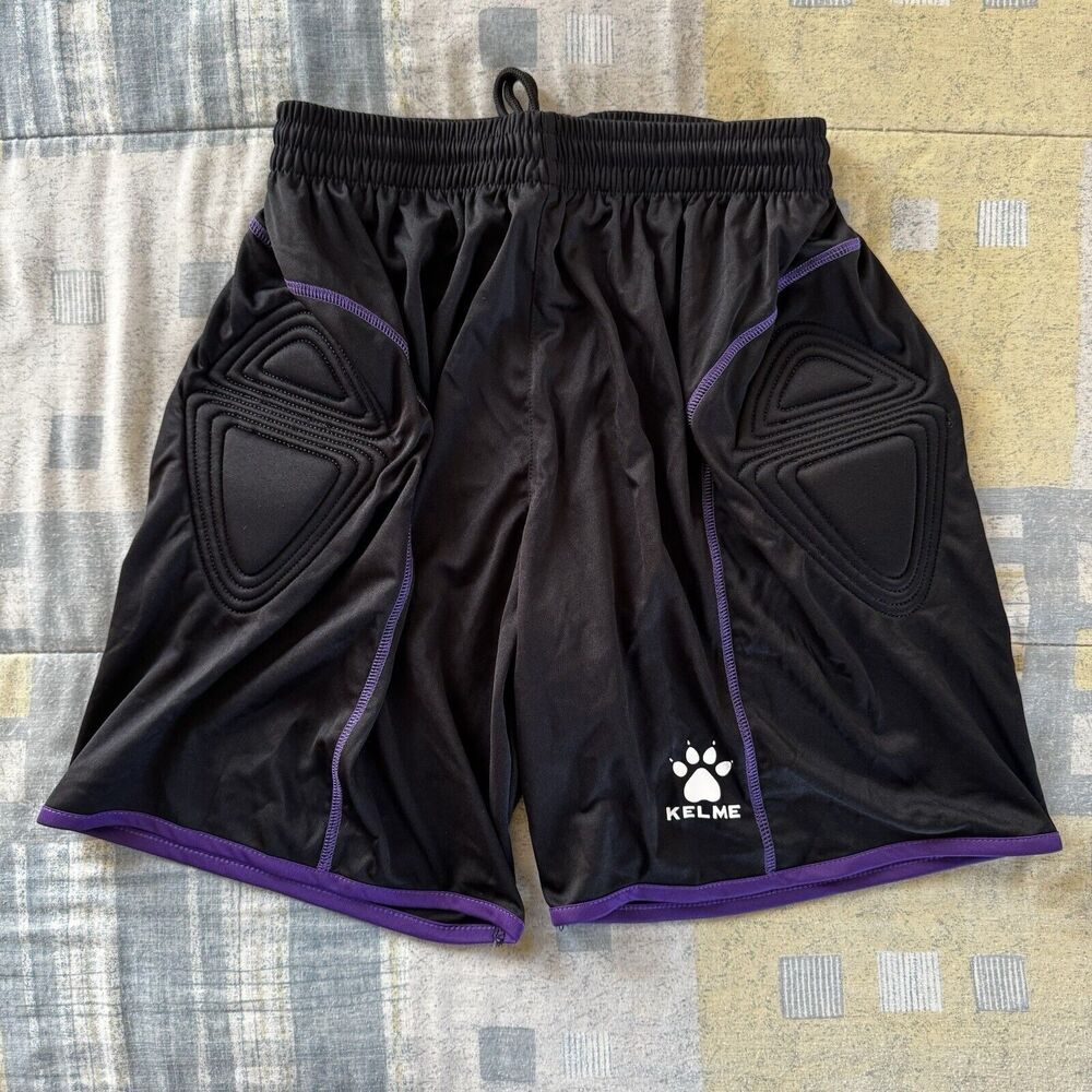 KELME Black Padded Goalkeeper Goalie Soccer Short for Men and Women Sz XS